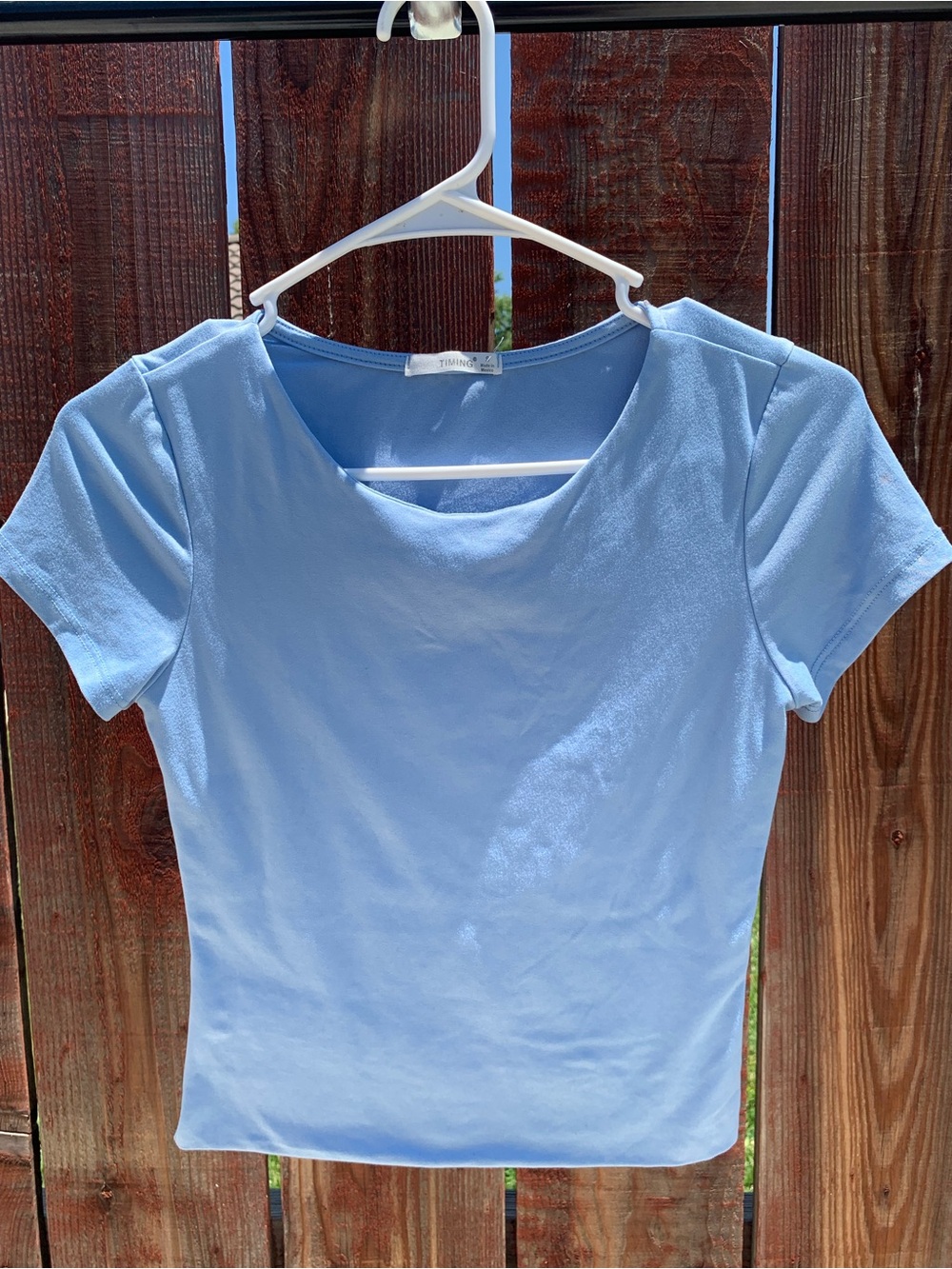 Timing Light Blue Short-Sleeve Scoop Neck Tee
